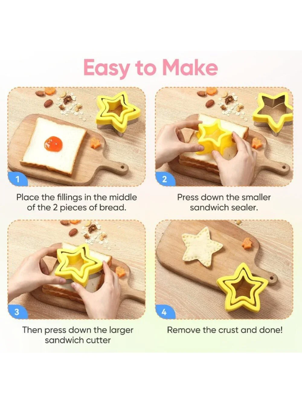 Crustless Sandwich Cutter Set for Kids - 43 Pcs Lunchbox Accessories & Sealer